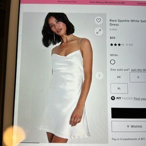 Lulus White satin mini dress with silver straps